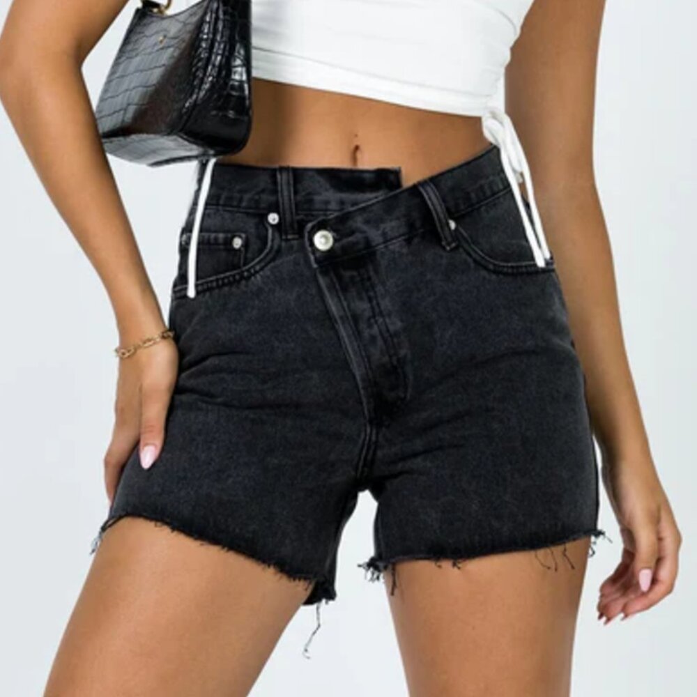 Princess Polly Xena denim shorts black